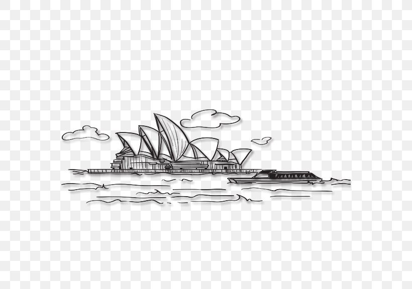 Sydney Opera House London Illustration, PNG, 576x576px, Sydney Opera House, Black, Black And White, Cartoon, Fundal Download Free
