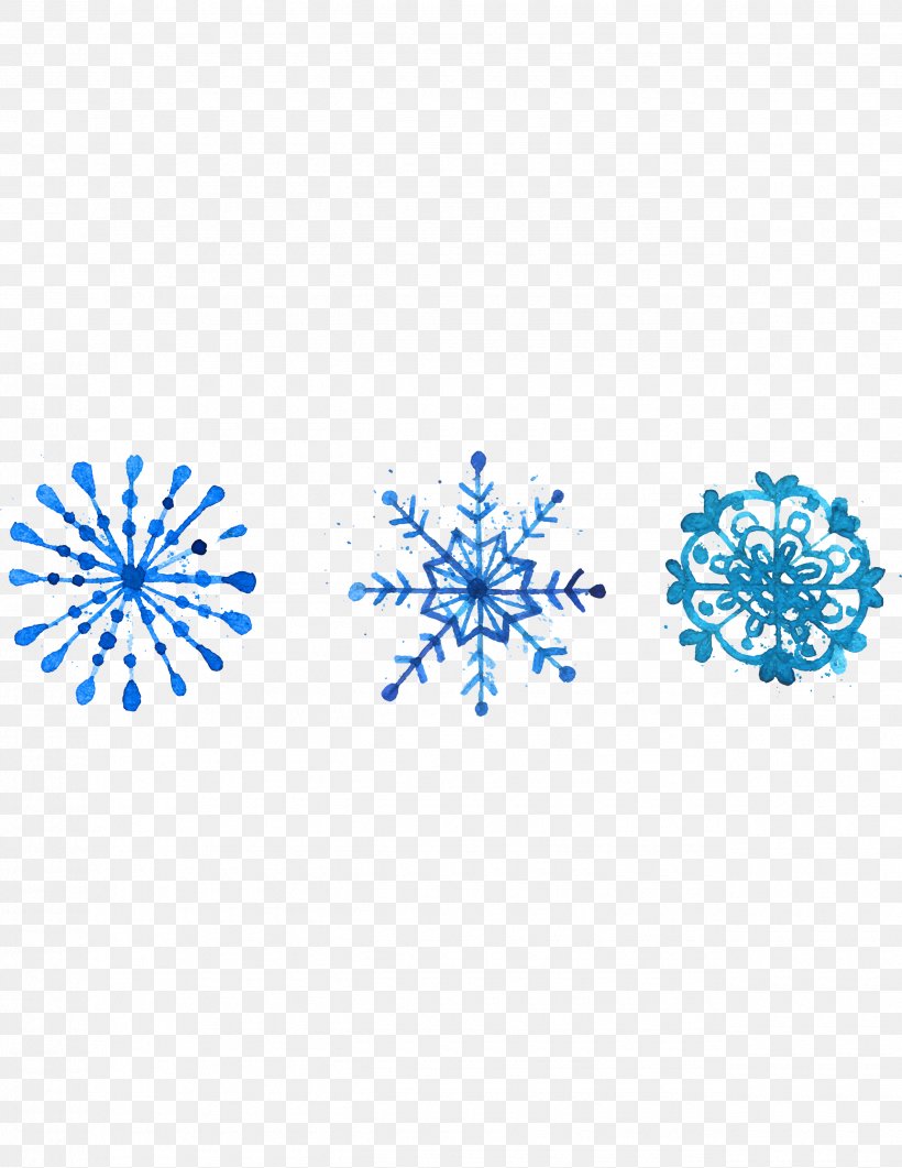 Snowflake Watercolor Painting Euclidean Vector, PNG, 2550x3300px, Snowflake, Area, Blue, Christmas, Color Download Free