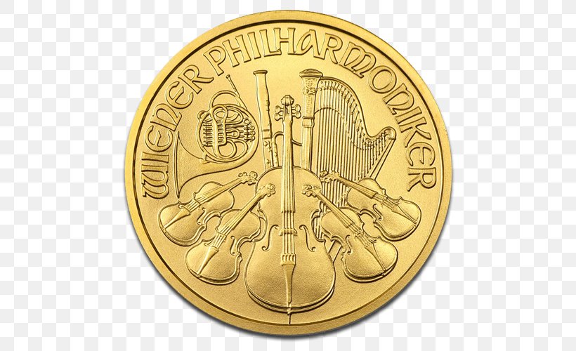 Vienna Philharmonic Gold Coin Bullion Coin, PNG, 500x500px, Vienna Philharmonic, Austrian Mint, Austrian Silver Vienna Philharmonic, Bullion Coin, Canadian Gold Maple Leaf Download Free