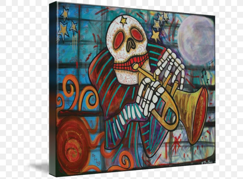 Day Of The Dead Calavera Painting Modern Art Death, PNG, 650x606px, Day Of The Dead, Art, Calavera, Canvas, Death Download Free