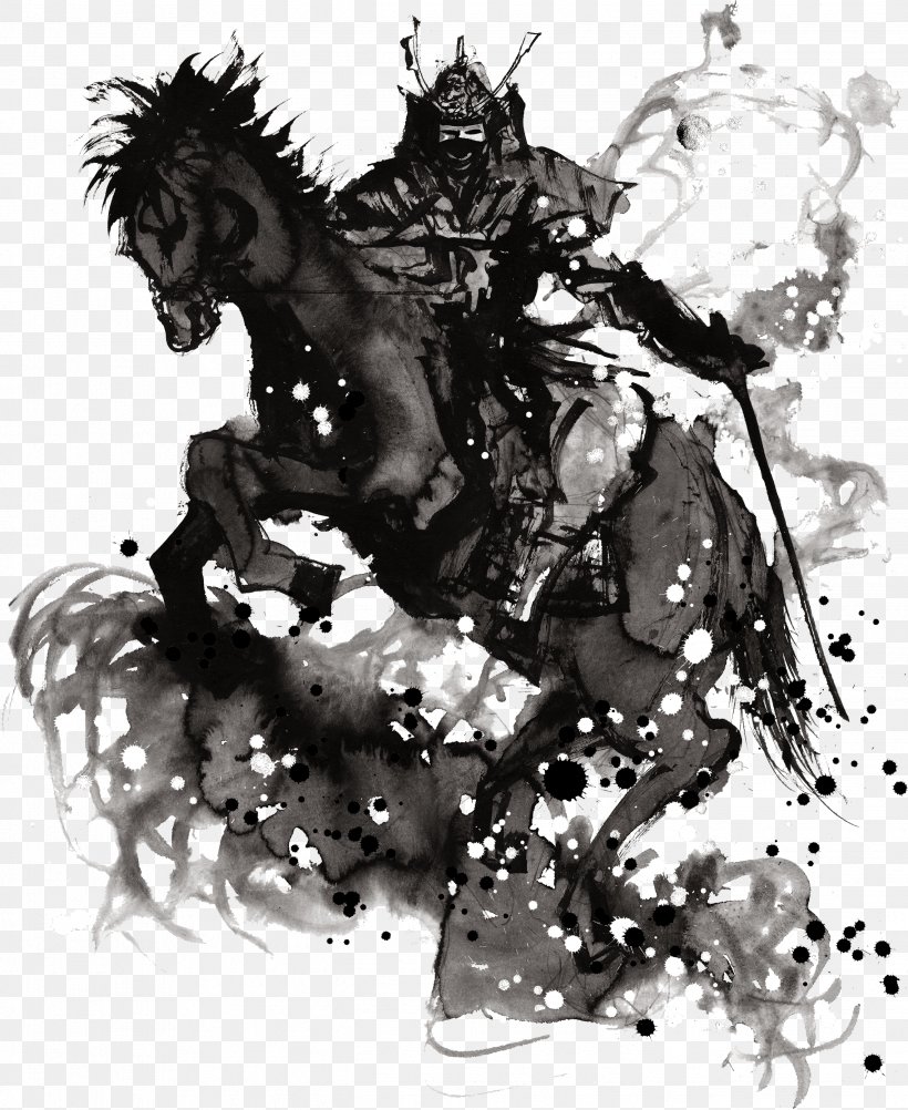 Samurai Illustration, PNG, 2643x3230px, Samurai, Art, Black And White, Creative Work, Designer Download Free