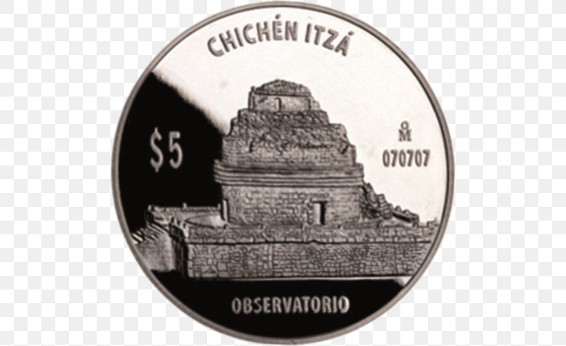Chichen Itza Coin Observatory Silver Maya Civilization, PNG, 500x502px, Chichen Itza, Coin, Currency, History, Label Download Free