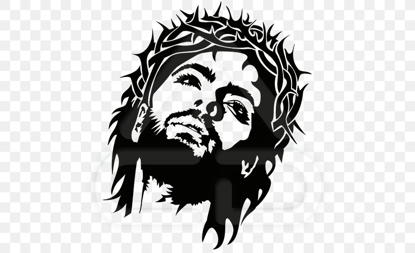 Holy Face Of Jesus Crown Of Thorns Drawing, PNG, 500x500px, Holy Face Of Jesus, Art, Black, Black And White, Christian Cross Download Free