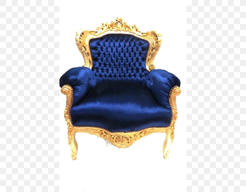 Chair Baroque Fauteuil Throne Blue, PNG, 424x640px, Chair, Baroque, Blue, Cobalt Blue, Couch Download Free