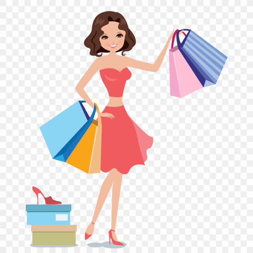 clipart lady shopping