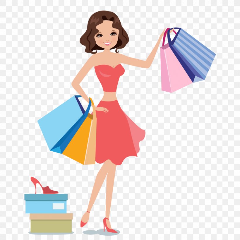 Shopping Lady Icon Colorful Handdrawn Cartoon Sketch-vector Icon