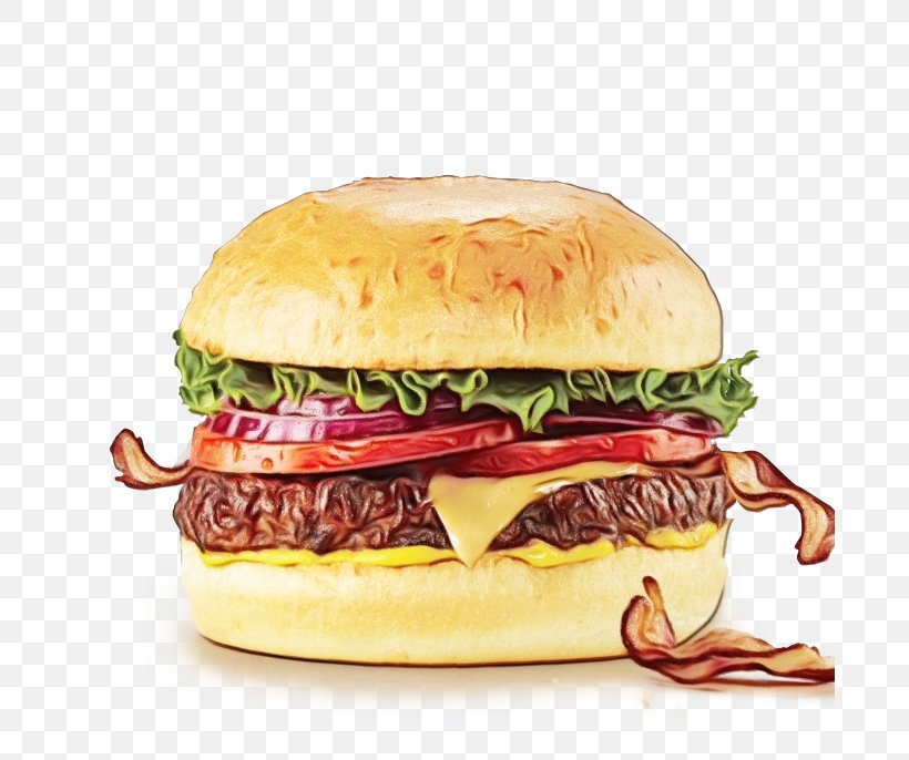 Hamburger, PNG, 686x686px, Watercolor, Bacon Sandwich, Breakfast Sandwich, Burger King Premium Burgers, Cheeseburger Download Free