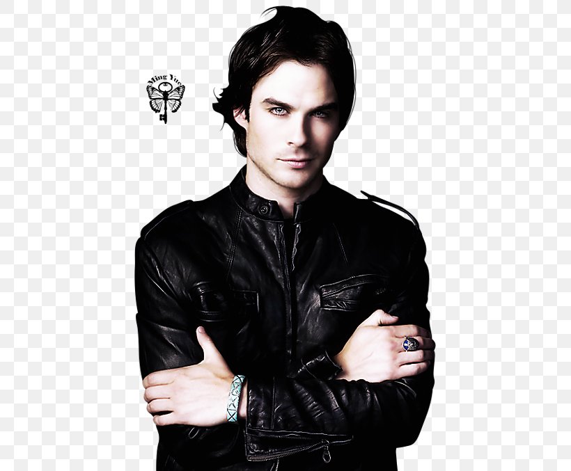 Ian Somerhalder The Vampire Diaries Damon Salvatore Leather Jacket Image, PNG, 451x677px, Watercolor, Cartoon, Flower, Frame, Heart Download Free