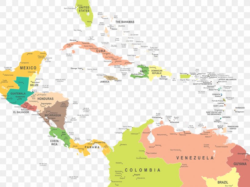 Caribbean United States Central America Map North, PNG, 1000x750px, Caribbean, Americas, Area, Blank Map, Border Download Free