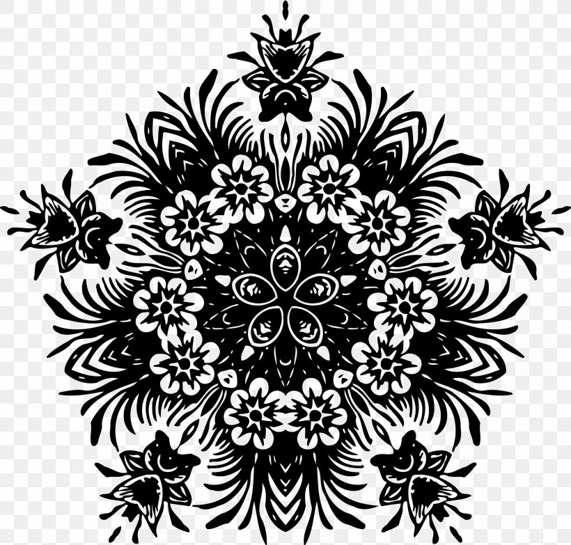 Floral Design Flower Symmetry, PNG, 2400x2292px, Floral Design, Art, Black, Black And White, Decorative Arts Download Free