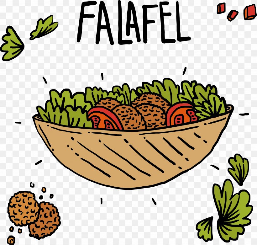 Falafel Food Vegetable Ingredient, PNG, 3586x3416px, Falafel, Area, Artwork, Cartoon, Commodity Download Free
