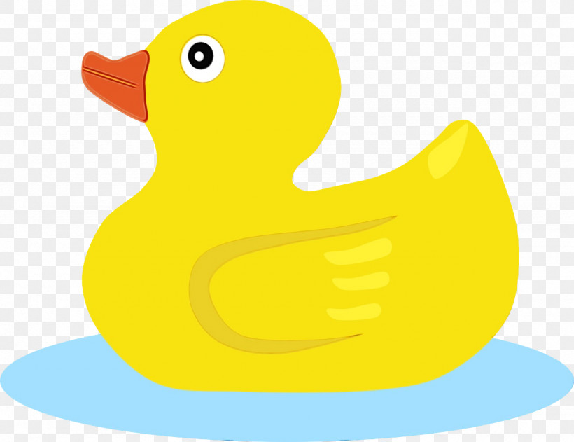 Rubber Ducky Duck Yellow Bird Bath Toy, PNG, 1280x986px, Watercolor, Bath Toy, Beak, Bird, Duck Download Free