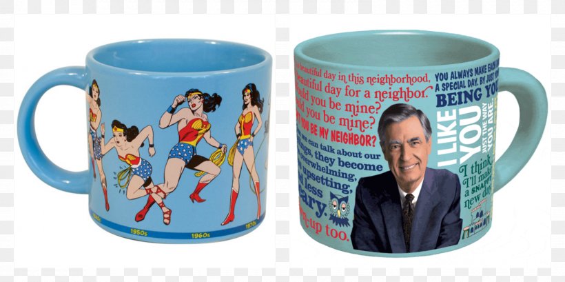 Mug Coffee Cup Fred Rogers Productions Neighborhood Of Make-Believe, PNG, 1600x800px, Mug, Bob Ross, Cardigan, Ceramic, Coffee Download Free