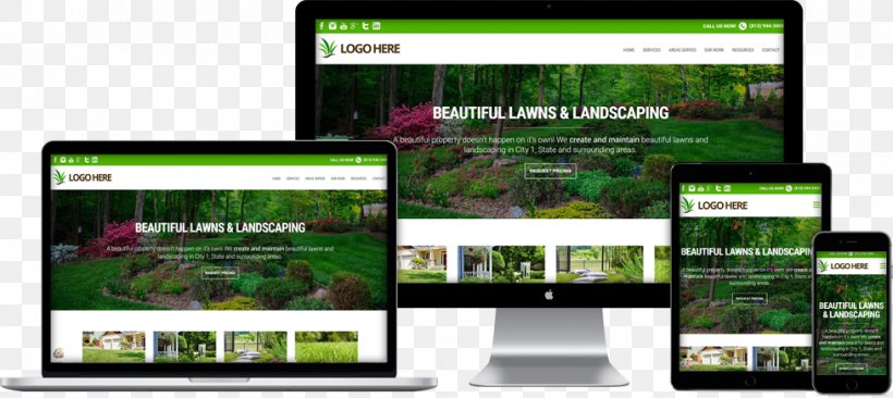 Web Template System Lawn Landscaping Responsive Web Design, PNG, 977x437px, Web Template, Brand, Display Advertising, Gardening, Grass Download Free