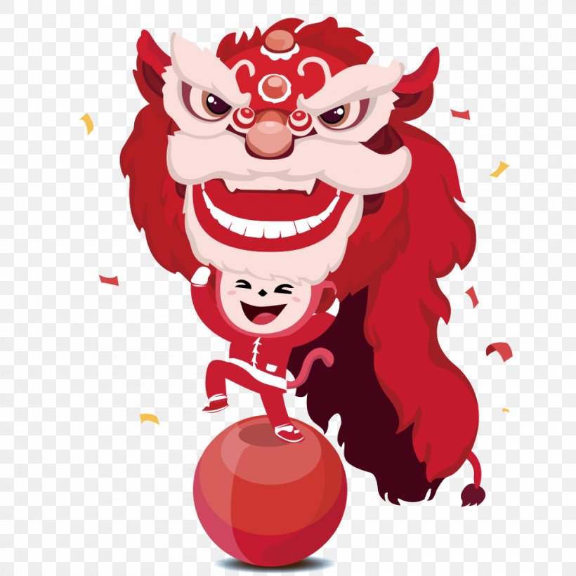 Lion Dance Chinese New Year Cartoon, PNG, 1000x1000px, Lion Dance, Art, Cartoon, Chinese New Year, Dance Download Free