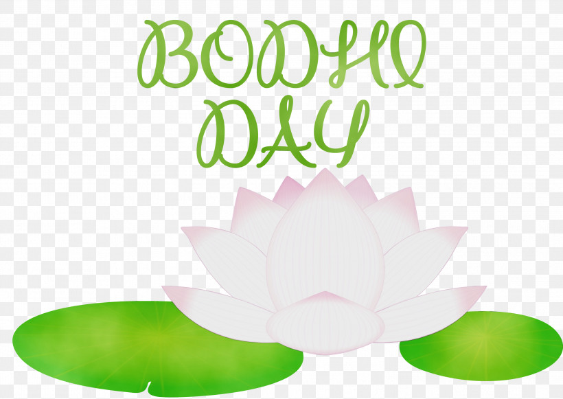 Logo Leaf Green Text Petal, PNG, 2999x2127px, Bodhi Day, Flower, Green, Leaf, Logo Download Free