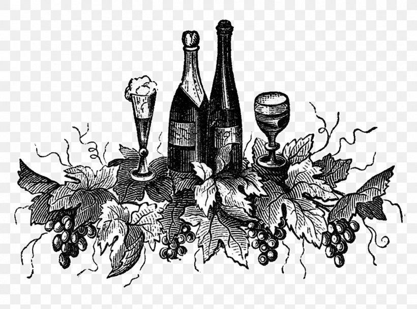 Wine Wedding Invitation Champagne Party Clip Art, PNG, 1350x1004px, Wine, Birthday, Black And White, Bottle, Champagne Download Free