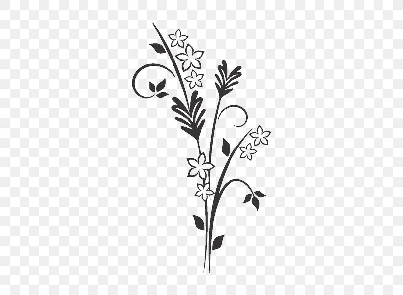 Floral Design Graphics Clip Art Illustration, PNG, 600x600px, Floral Design, Art, Black And White, Branch, Drawing Download Free
