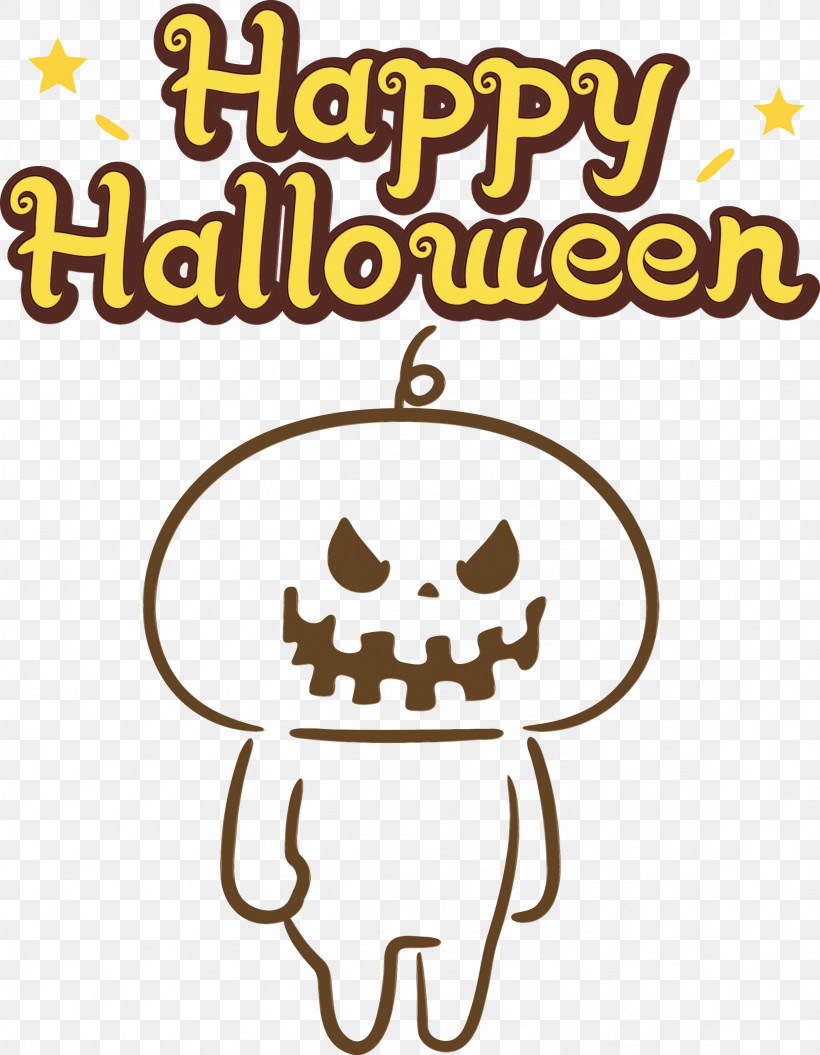 Logo Cartoon Yellow Smiley Happiness, PNG, 2331x3000px, Happy Halloween, Behavior, Cartoon, Happiness, Human Download Free