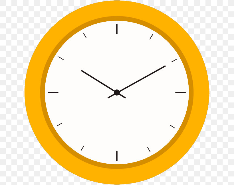 Clock Analog Watch Yellow Wall Clock Line, PNG, 650x650px, Clock, Alarm Clock, Analog Watch, Circle, Furniture Download Free