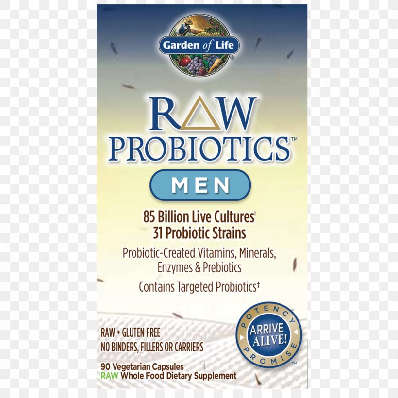 Raw Foodism Dietary Supplement Vegetarian Cuisine Probiotic Veganism, PNG, 1000x1000px, Raw Foodism, Brand, Colonyforming Unit, Dietary Supplement, Garden Of Life Download Free