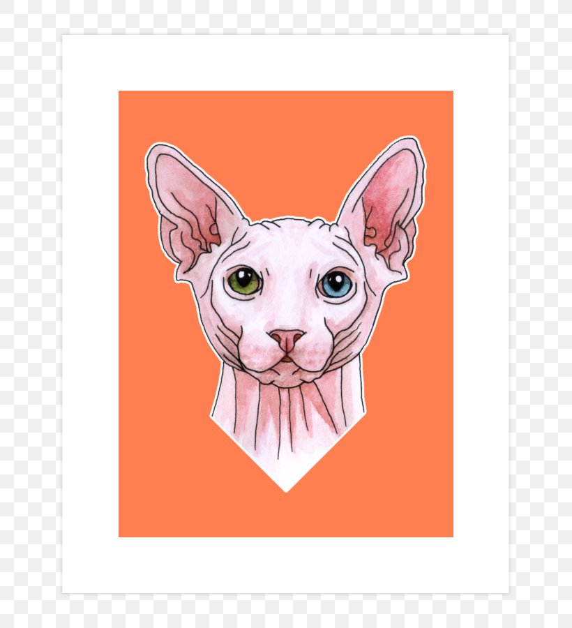 Sphynx Cat Kitten Whiskers Domestic Short-haired Cat Sticker, PNG, 740x900px, Watercolor, Cartoon, Flower, Frame, Heart Download Free