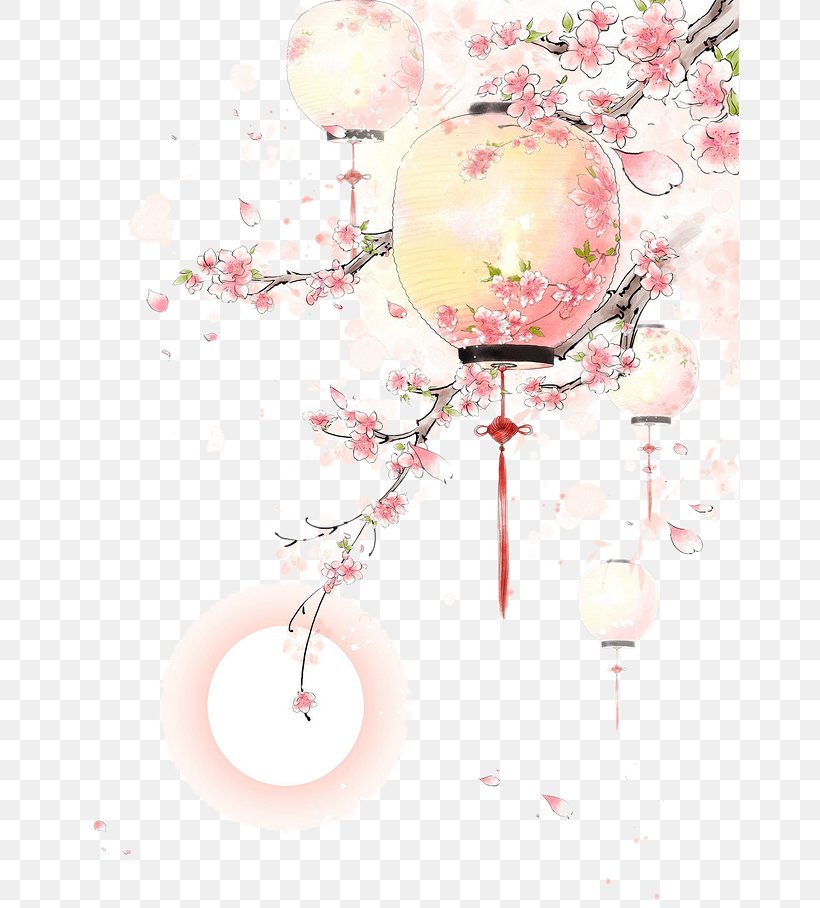 Watercolor Painting, PNG, 658x908px, Watercolor Painting, Balloon, Branch, Cherry Blossom, Drawing Download Free
