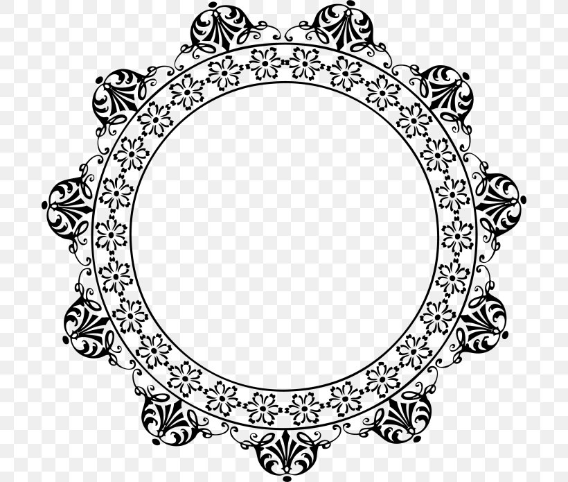 Picture Cartoon, PNG, 700x695px, Picture Frames, Black, Drawing, Ornament, Oval Download Free