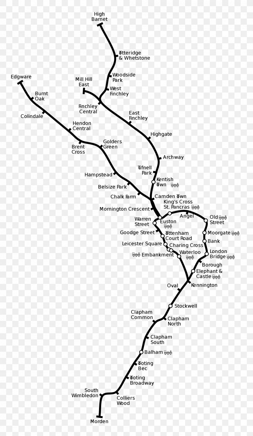 Northern Line London Underground Morden Tube Station Tube Map Mill Hill East Tube Station, PNG, 2000x3448px, Northern Line, Area, Black And White, Diagram, District Line Download Free
