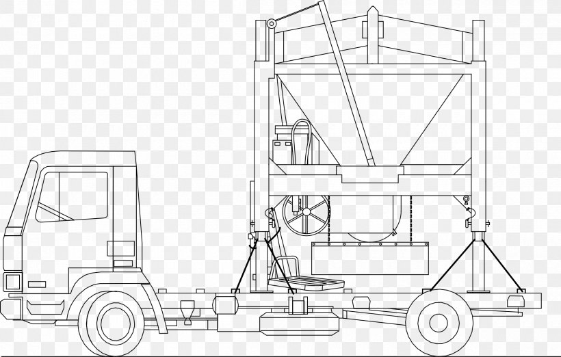 Flatbed Truck Transport Semi-trailer Truck Cement Mixers, PNG, 2400x1528px, Truck, Architectural Engineering, Area, Artwork, Black And White Download Free