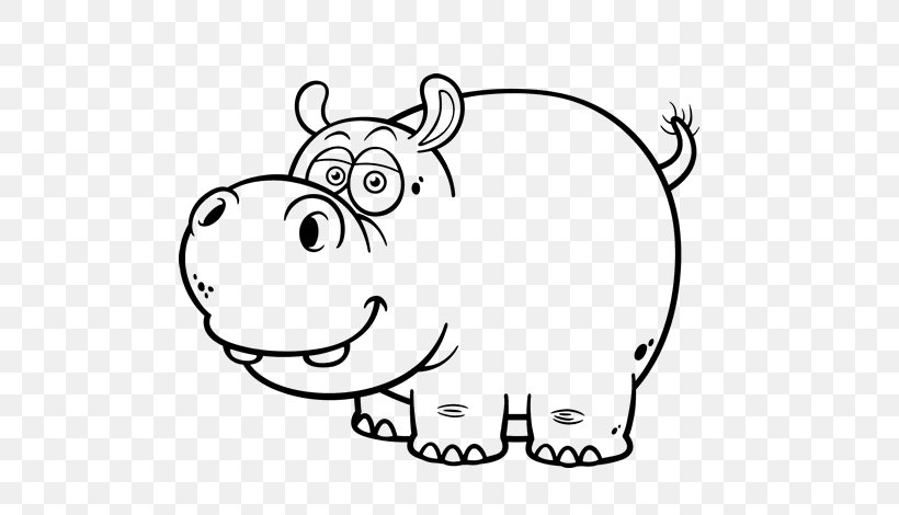 Hippopotamus Drawing Cartoon Black And White, PNG, 600x470px, Watercolor, Cartoon, Flower, Frame, Heart Download Free