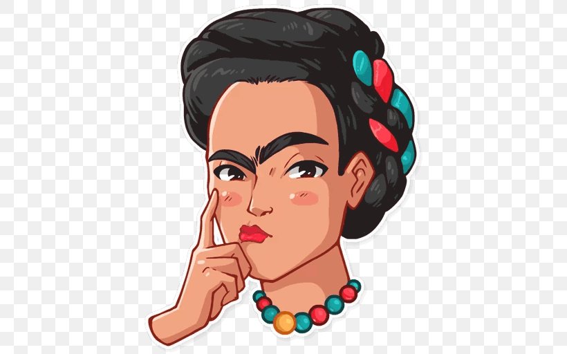 Frida Kahlo Telegram Sticker VKontakte Clip Art, PNG, 512x512px, Watercolor, Cartoon, Flower, Frame, Heart Download Free