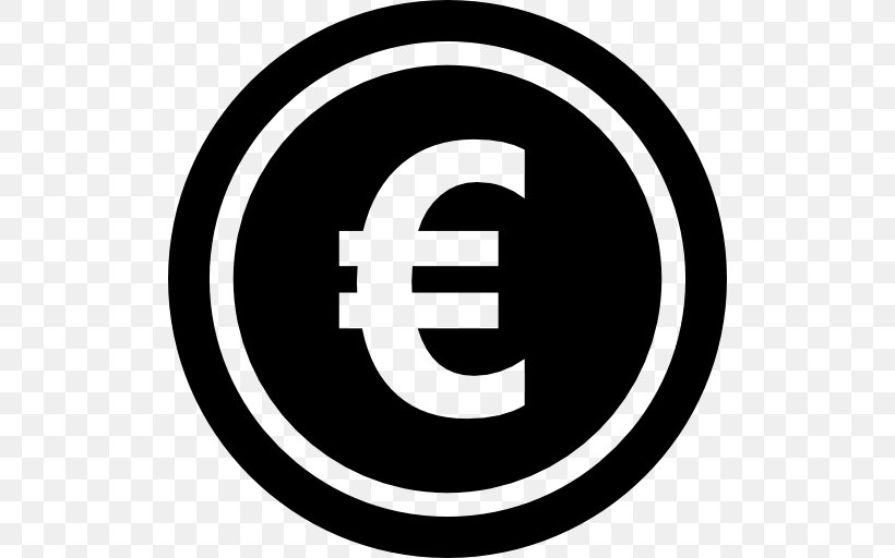 Euro Sign Currency Symbol Euro Coins, PNG, 512x512px, 1 Euro Coin, 1 Yen Coin, Euro Sign, Area, Black And White Download Free