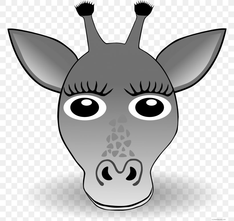 Giraffe Clip Art Image Drawing, PNG, 768x773px, Giraffe, Black And White, Cartoon, Donkey, Drawing Download Free