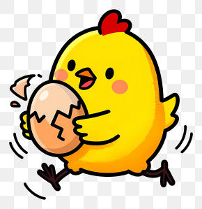 Playful Chick Hatching Egg PNG