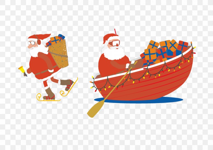 Santa Claus Boat Christmas Clip Art, PNG, 842x595px, Santa Claus, Art, Bass Boat, Boat, Boating Download Free