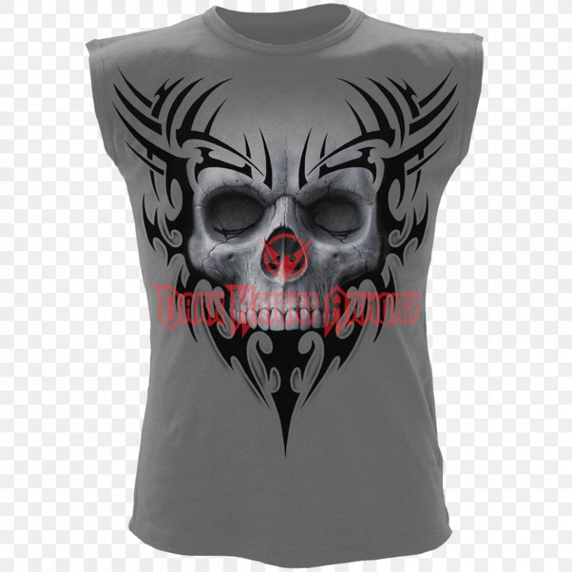 T-shirt Human Skull Symbolism Sleeveless Shirt Top, PNG, 850x850px, Watercolor, Cartoon, Flower, Frame, Heart Download Free