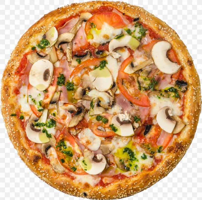 Pizza Ham Sushi Baziliko-Pitstsa Restaurant, PNG, 2048x2027px, Pizza, American Food, Bazilikopitstsa, California Style Pizza, Cuisine Download Free