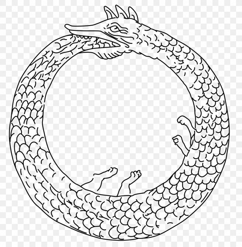Ouroboros Clip Art, PNG, 1002x1024px, Ouroboros, Area, Black And White, Drawing, Information Download Free