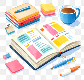 Workspace - Colorful Planner And Stationery Set PNG