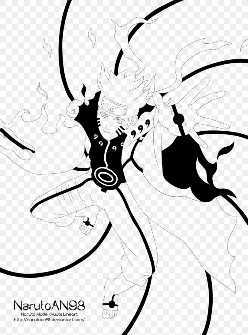 Black And White Naruto Uzumaki Line Art Drawing Kurama, PNG