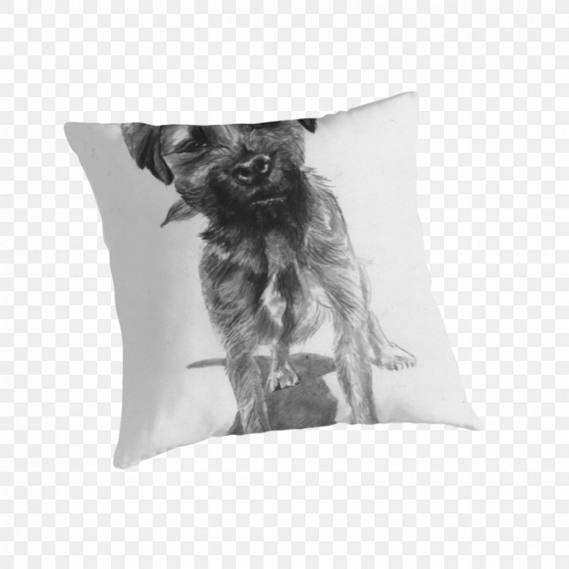 Border Terrier Throw Pillows Dog Breed Cushion, PNG, 875x875px, Border Terrier, Bag, Black And White, Breed, Cushion Download Free