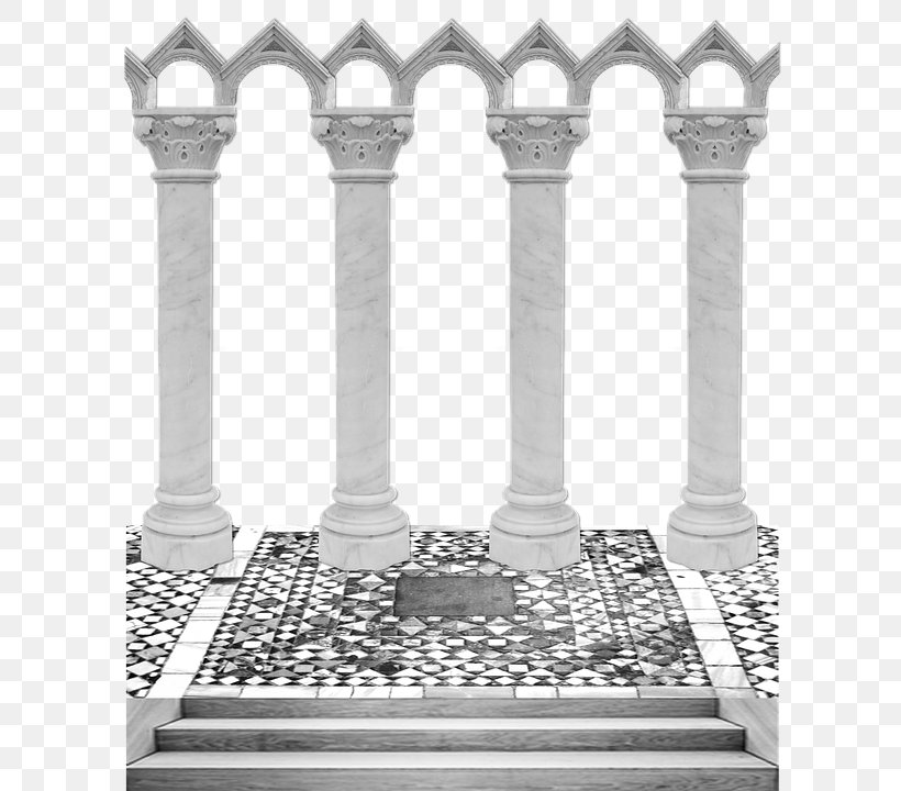 Column Norman Architecture Arcade, PNG, 604x720px, Column, Arcade, Arch, Architecture, Black And White Download Free