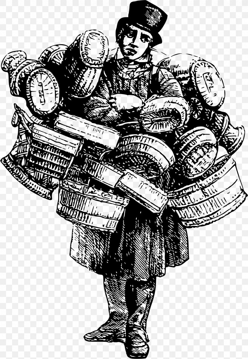 Black And White Drawing Peddler Clip Art, PNG, 1660x2399px, Black And White, Armour, Art, Cartoon, Costume Design Download Free