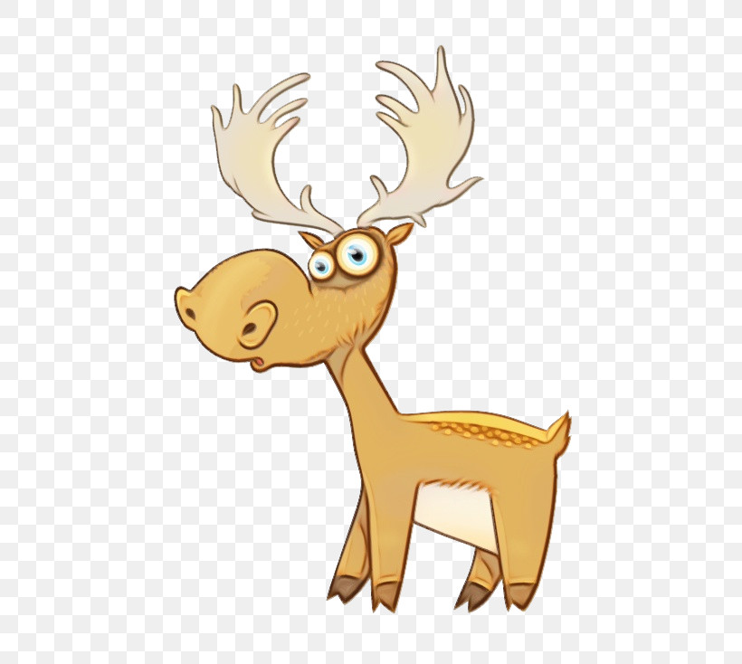 Reindeer, PNG, 467x734px, Watercolor, Antler, Cartoon, Deer, Elk Download Free