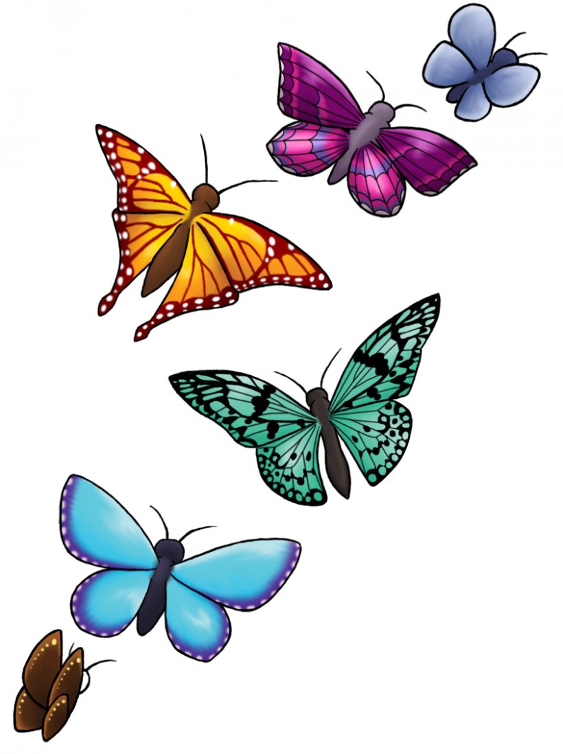 Butterfly Tattoo Clip Art, PNG, 842x1128px, Butterfly, Arthropod, Brush Footed Butterfly, Butterflies And Moths, Color Download Free