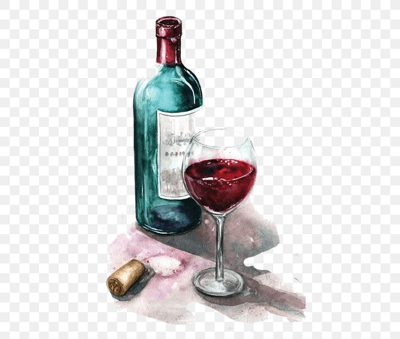 Red Wine Champagne Watercolor Painting Bottle, PNG, 450x695px, Red Wine, Alcohol, Alcoholic Beverage, Barware, Bottle Download Free