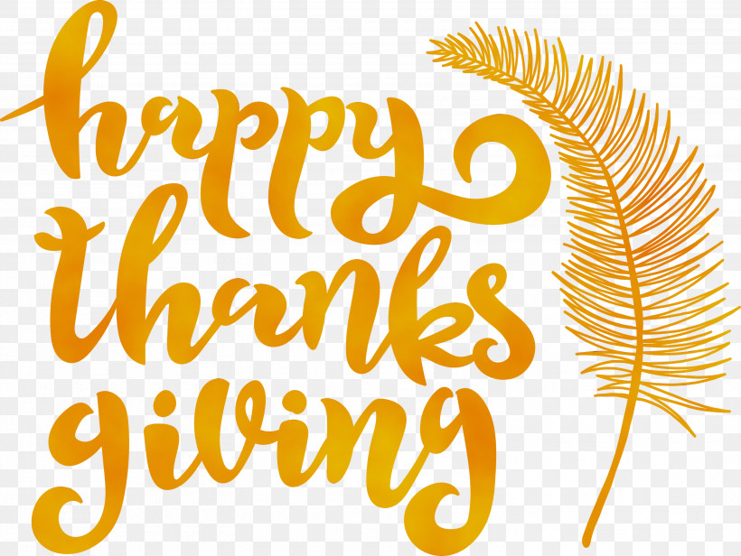 Logo Calligraphy Yellow Line Happiness, PNG, 3000x2256px, Happy Thanksgiving, Calligraphy, Geometry, Happiness, Line Download Free