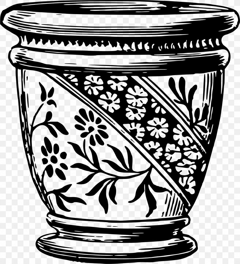 Flowerpot Container Clip Art, PNG, 2184x2399px, Flowerpot, Black And White, Ceramic, Container, Cup Download Free