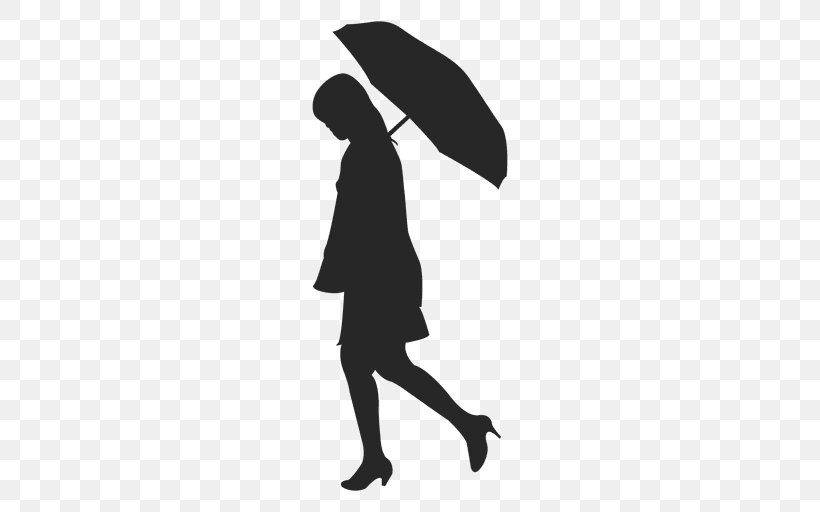 Silhouette Umbrella Clip Art, PNG, 512x512px, Silhouette, Auringonvarjo, Black, Black And White, Fashion Accessory Download Free